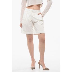 Dubbel geplooide stretch shorts in wit