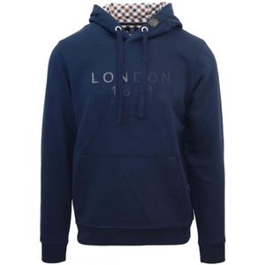 Aquascutum Bold London 1851 Logo Navy Blue Hoodie