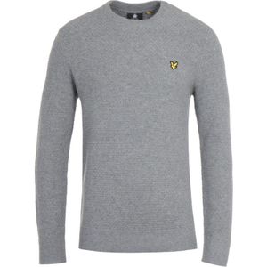 Lyle & Scott Basket Weave Gebreide Grijs Gemêleerde Trui - Maat S