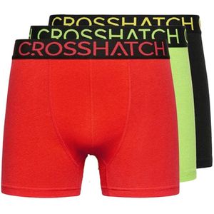Crosshatch Heren Highlighter Boxer Shorts (Pack of 3) (Groen/rood)