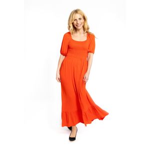 Gerimpelde Maxi Dress - Oranje