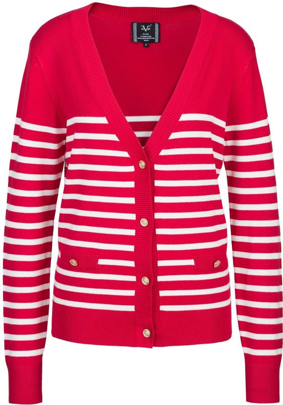 19V69 ITALIA - Gebreid Vest - Rood/Wit - Fulvia