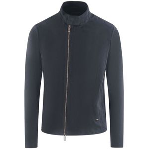Emporio Armani Navy Blue Leather Jacket - Maat L