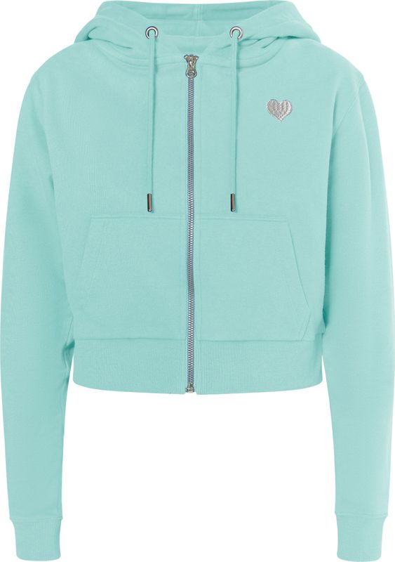 Mymo - Bijgesneden Hoodie met Rits - Aqua - Dames