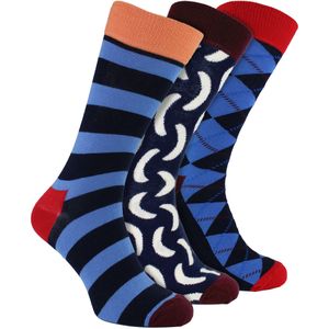 HS door Happy Socks - Heren 3-pack Klassieke Argyle Overhemdsokken - Argyle (Rood)