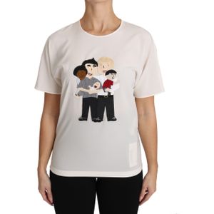 Dolce & Gabbana Dames Witte Zijden Stretch #dgfamily T-shirt