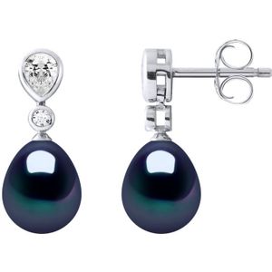 Drop Oorbellen Sieraden Zoet Water Beads 78mm Black Pears 925