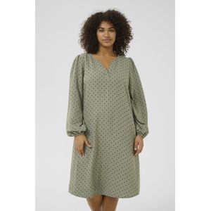 Jurk Regular fit Vetiver w. Deep Black Dot green