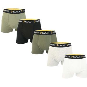 Farah Heren Renzo Boxershorts (Set van 5) (Kaki Groen/Wit/Zwart/Grijs)