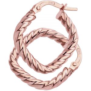 9ct roségouden twist vierkante oorringen