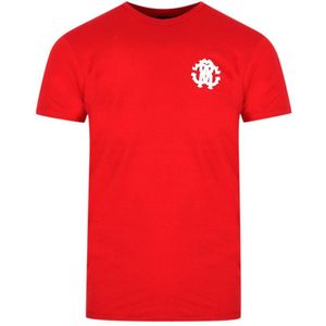 Roberto Cavalli rood T-shirt met luipaardprint op de rug