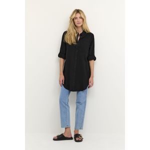 Kaffe - Zwart Diep Shirt Tuniek Top - Dames - Zwart - Katoen