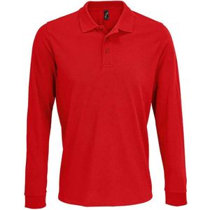 SOLS Unisex Prime Pique Polo voor volwassenen met lange mouwen (Rood)