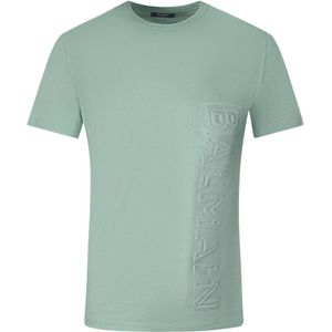 Balmain - T-shirt - Groen - Brand Embossed Logo