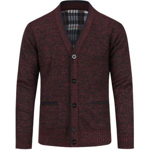 Herenvest met opstaande kraag met twee zakken en knopen voor de winter, bordeaux