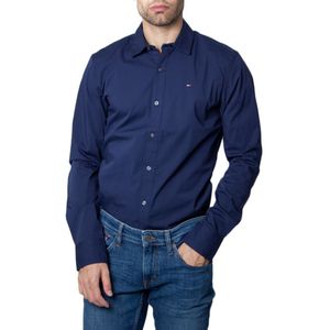 Tommy Jeans Overhemden Slim Fit Stretch Blauw - Maat 3XL