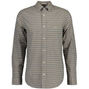 Men's Gant Regular Fit Twill Micro Multi Check Shirt In Brown - Maat S
