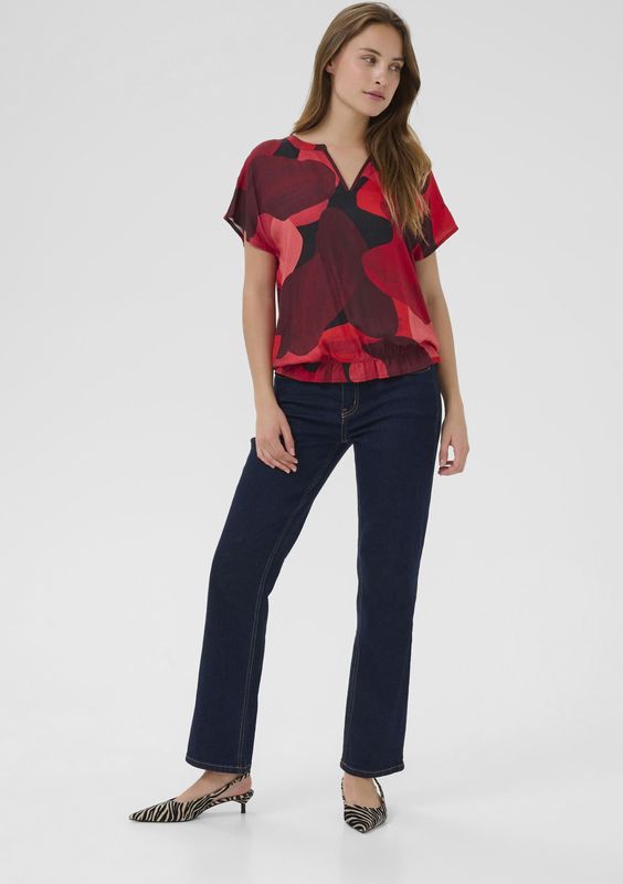 Blouse - Multicolour - CUdana Relaxed Fit - Korte Mouwen