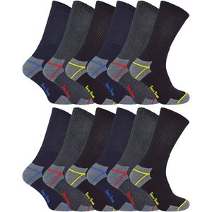 12 Paar Heren Zware Gearmiende Werk Sokken voor Stalen Neuzen Boots