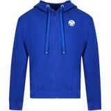 North Sails - Hoodie - Blauw - Heren - Katoen - Met Rits en Merkprint