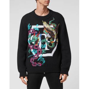 Philipp Plein, Heren, Truien, Zwart, Maat: M Wol,