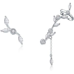 Swarovski - Zilveren (925) oorhangers voor dames met bloemetjes en witte kristallen van Swarovski