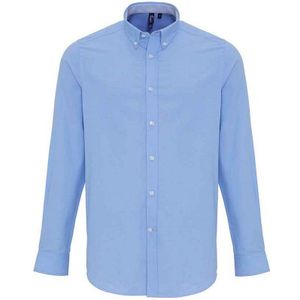 Premier Heren Gestreept Oxford Overhemd Met Lange Mouwen (Oxford Blauw)