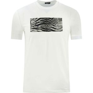 Cavalli Class Zebra Print Box Logo White T-Shirt - Maat 2XL