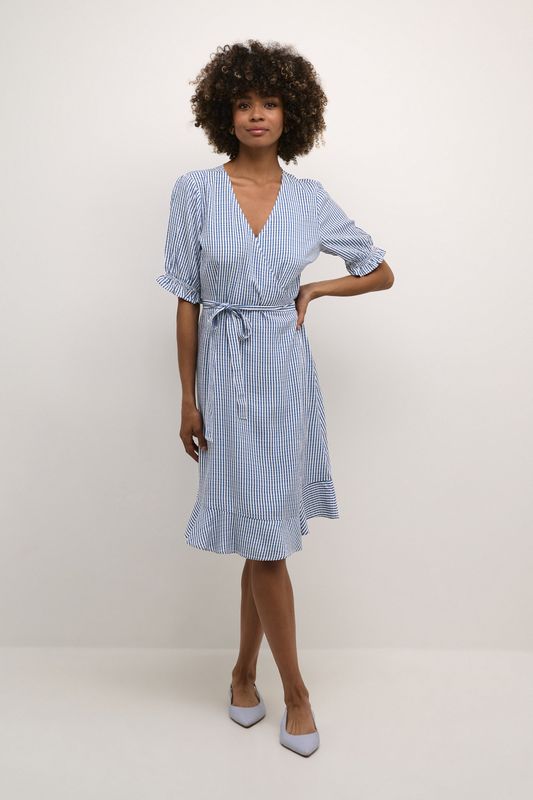 Jurk Feminine blue white