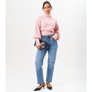 Gebreide crop-trui met hoge hals