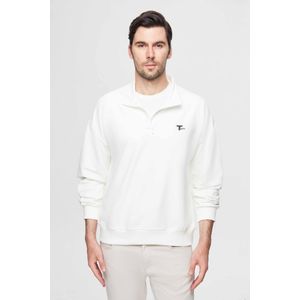 Zwarte Oversized Half-Zip Katoenen Seizoens Sweatshirt