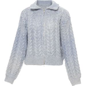 Mymo - Vest - Blauw - Kabelgebreid - Dames