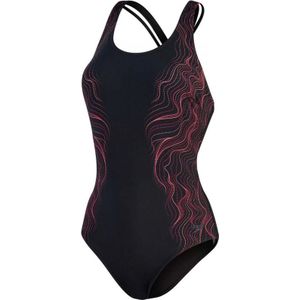 Women's Speedo Sculpture Calypso Printed Swimsuit In Black Pink - Maat 38