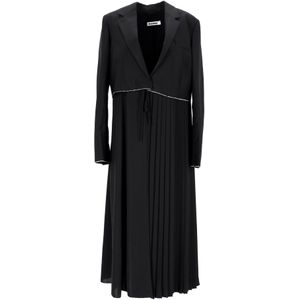 Jil Sander Geplooide Ceintuurlap in Zwarte Wol