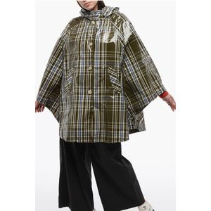 Geruite nylon HAWTHORN-cape met capuchon in militairgroen