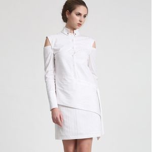 Verwijderbare mouwen gestructureerde shirtjurk