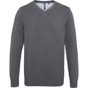 Asquith & Fox Herenkatoenrijke V-hals trui (Houtskool)