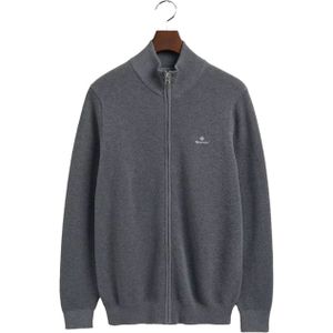Gant Heren Piqué vest met rits (Grijs)