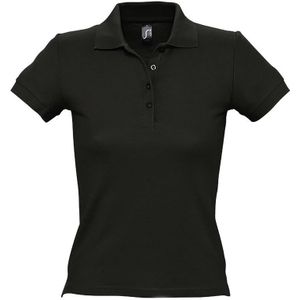 SOLS Vrouwen/dames Mensen Pique Korte Mouw Katoenen Poloshirt (Zwart)