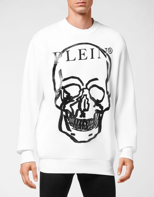 Philipp Plein, Heren, Sweatshirts & Hoodies, Wit, Maat: S Katoen,