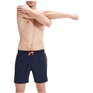 Men's Speedo Sport Printed 16 Inch Water Shorts In Navy Orange - Maat L
