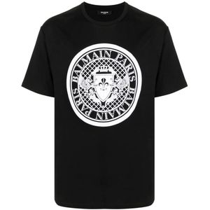 Balmain Flocked Coin T-shirt Zwart
