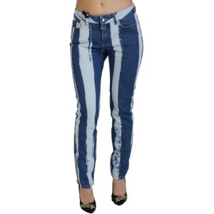 Dolce & Gabbana - Elegante Gestreepte Slim Fit Jeans - Blauw - Dames