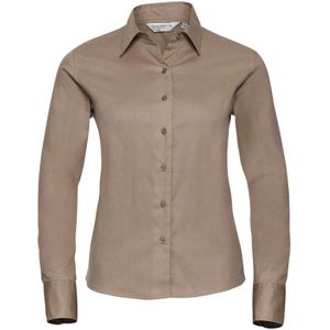Russell Collectie Dames/Dames Lange Mouw Klassiek Twill Shirt (Khaki) - Maat XS