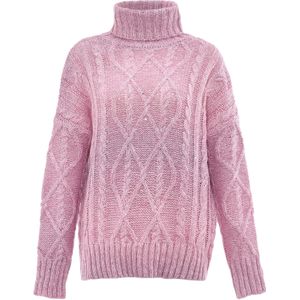 Mymo - Trui - Roze - Coltrui - Grofgebreid - Casual Snit