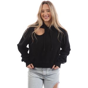 Off White Meteor Flag Cropped Hoodie voor dames in zwart