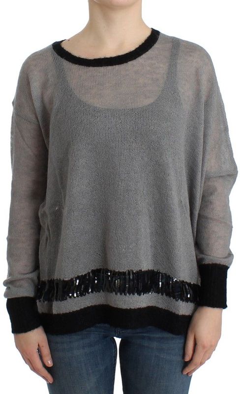 Costume National Grijze versierde asymmetrische trui voor dames