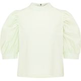 MYMO - Blouse - Pastelgroen - Blouseshirt - Halve Mouw - Opstaande Kraag