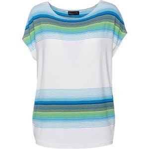 Witte Mouwloze Top Met Gestreepte Print - Maat 42