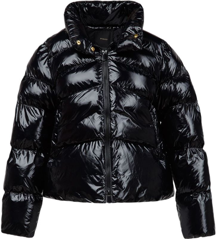 Pinko, Dames, Jassen, Zwart, Maat: 3XS Nylon,